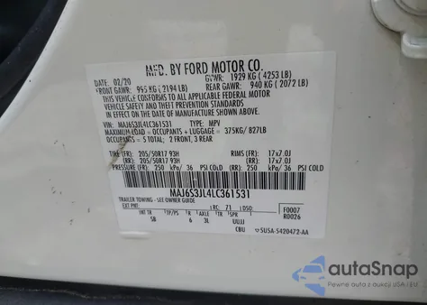 2020 Ford Ecosport Ses from USA, damaged, VIN MAJ6S3JL4LC361531